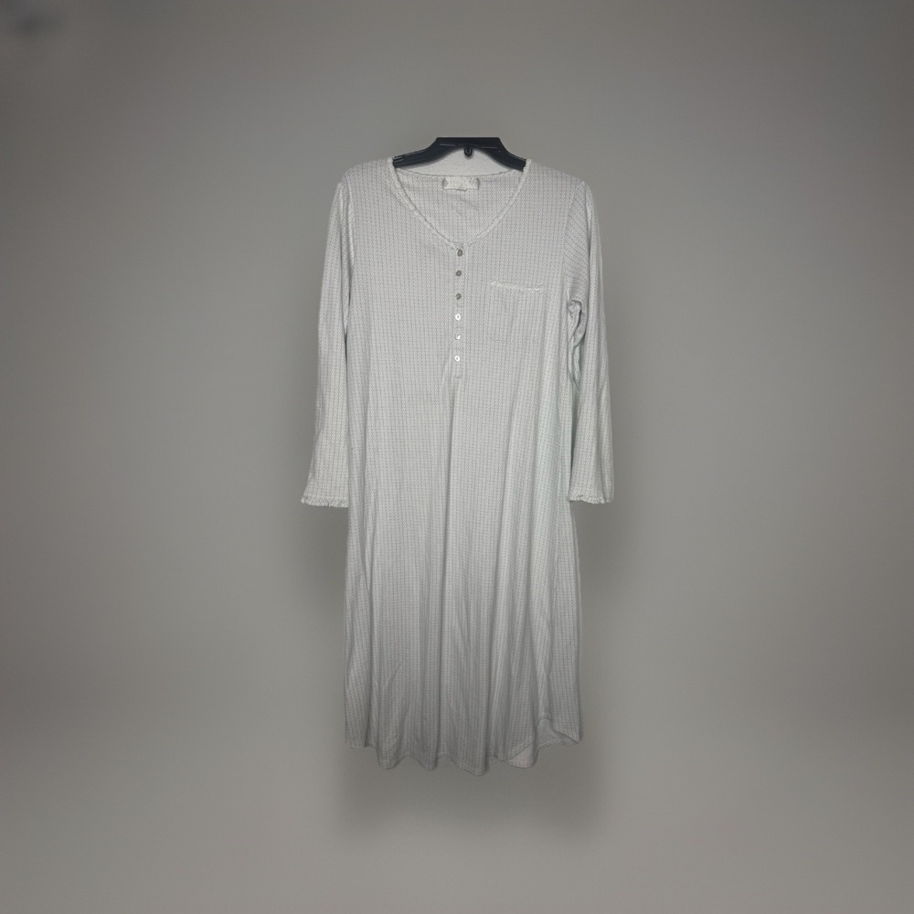 Eileen West White Flower Lace Long Modal Cotton Nightgown Maxi Dress Size Small